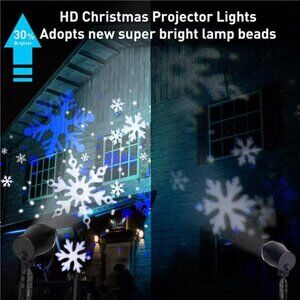 Christmas Projector Lights LED White Blue Rotating Snowflake Projector Light